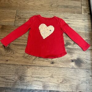 GAP Red Long Sleeve Shirt with Gold Heart